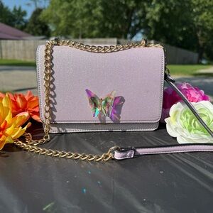 Light purple butterfly glitter Aldo crossbody bag